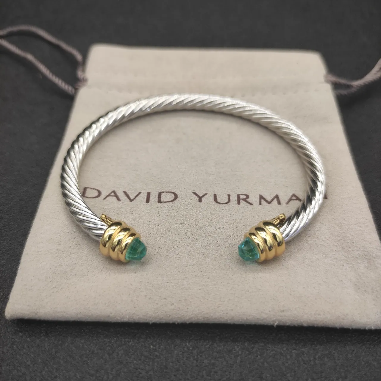 Silver Gold Twisted Cable Two-Tone Metal Bracelet 5