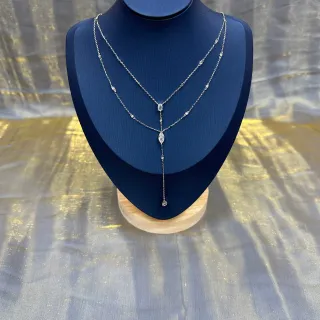 Collier argenté chaîne multicouche Y-Drop lariat