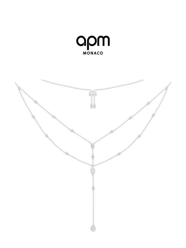 Silver Layered Chain Y-Drop Lariat Necklace 2