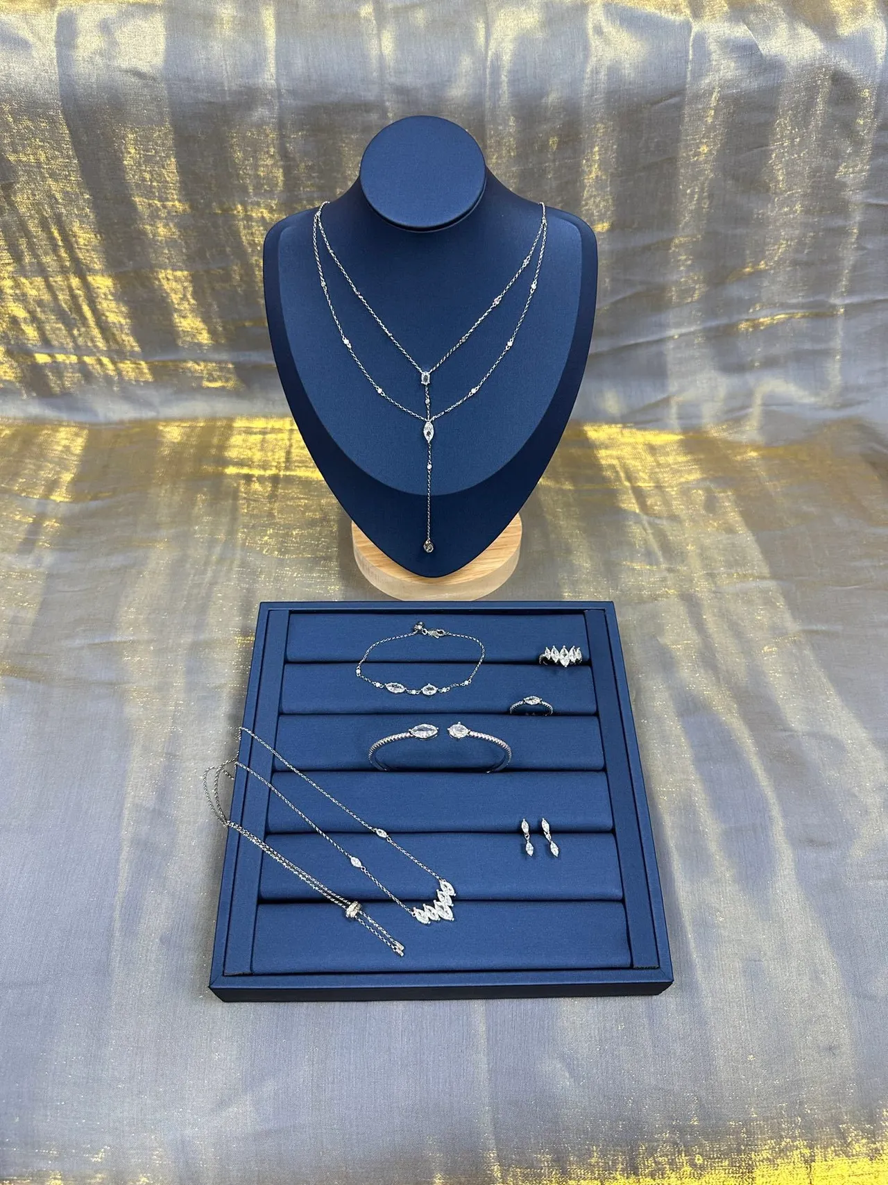 Silver Layered Chain Y-Drop Lariat Necklace 4