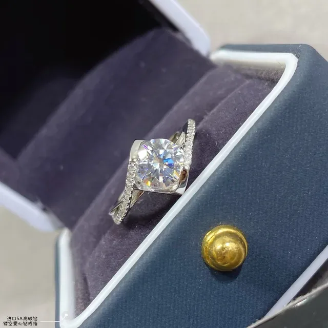 Silver-Tone Cushion-Cut Pavé Split Shank Ring 4