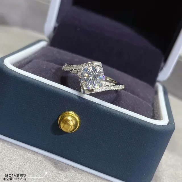 Silver-Tone Cushion-Cut Pavé Split Shank Ring 5