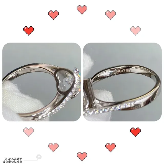 Silver-Tone Cushion-Cut Pavé Split Shank Ring 6