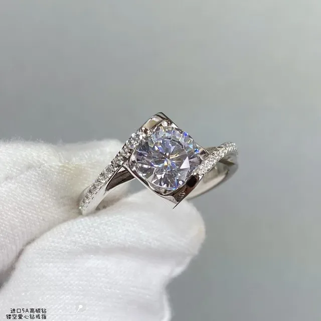 Silver-Tone Cushion-Cut Pavé Split Shank Ring 8