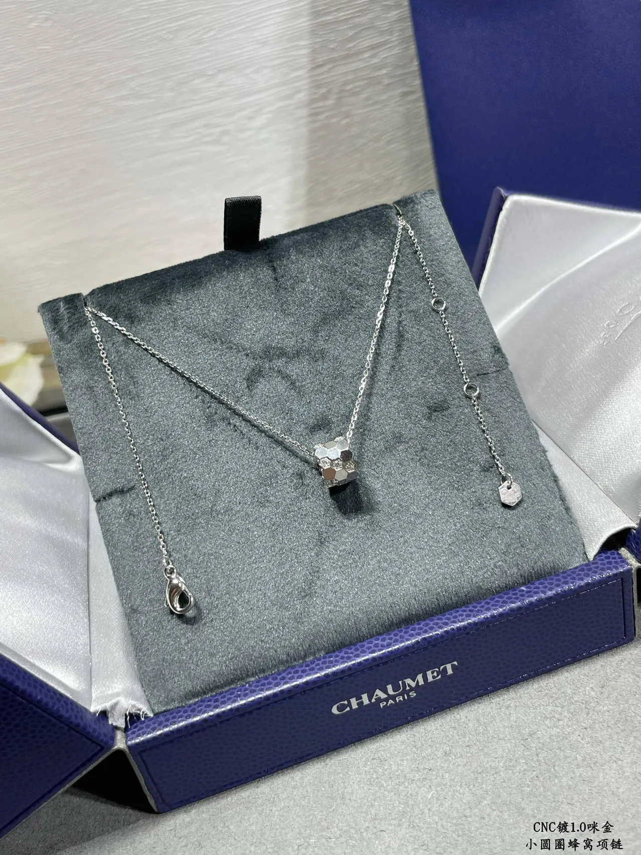 Silver-Tone Geometric Cube Pendant Necklace 8