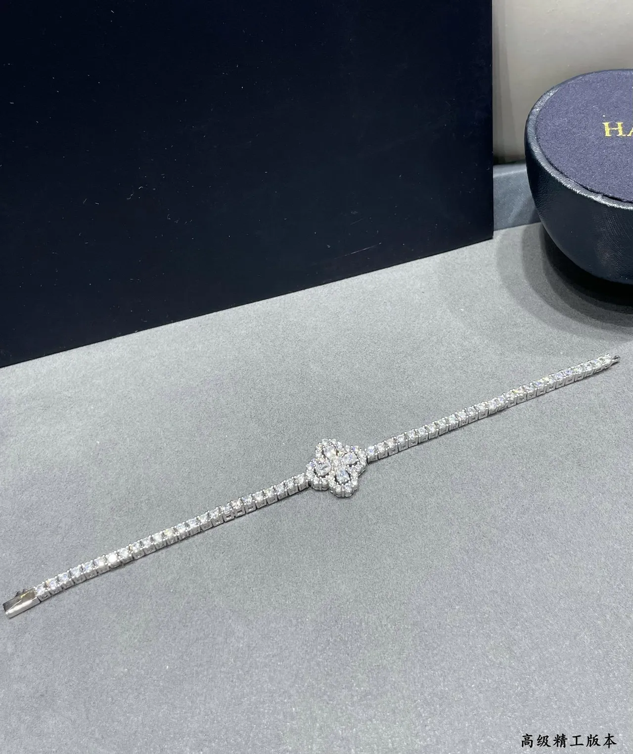 Silver-Tone Pavé Floral Motif Bracelet 7