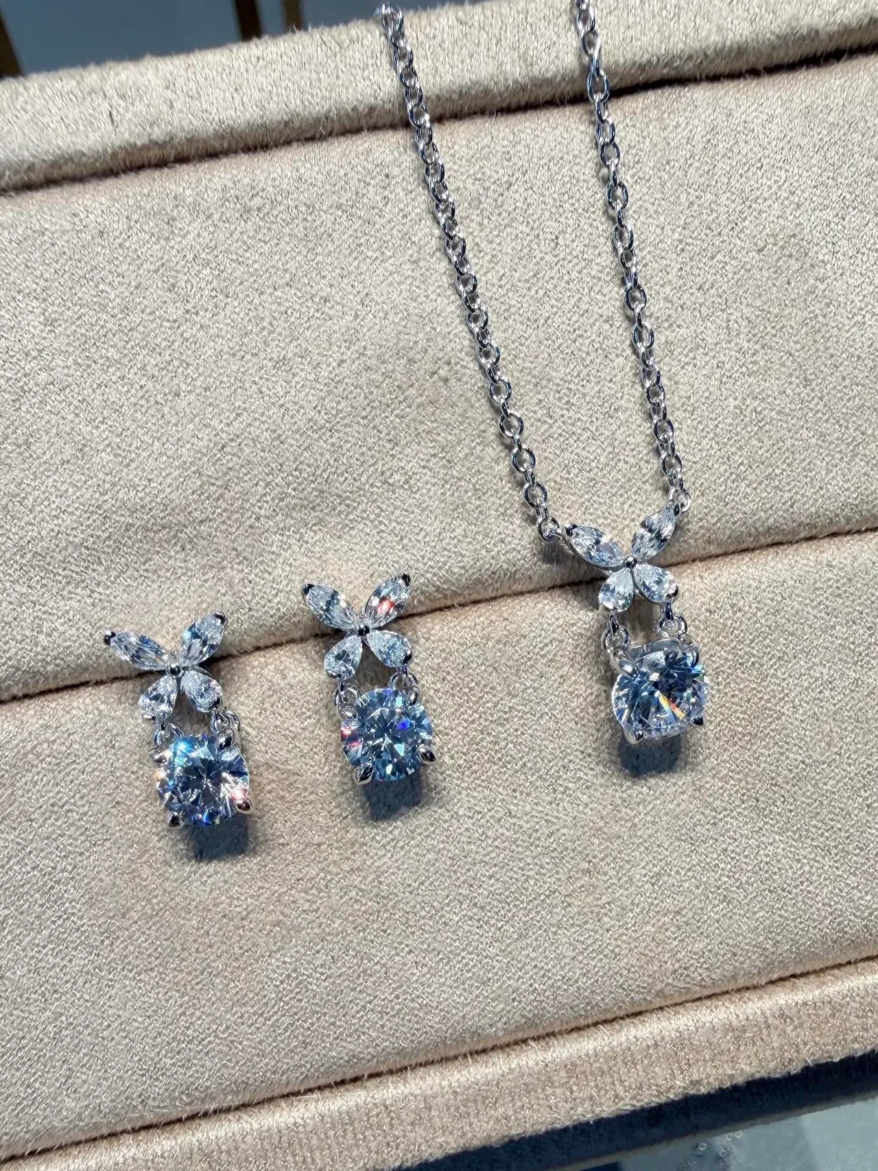 Silver-Toned Butterfly Crystal Pendant Necklace 5