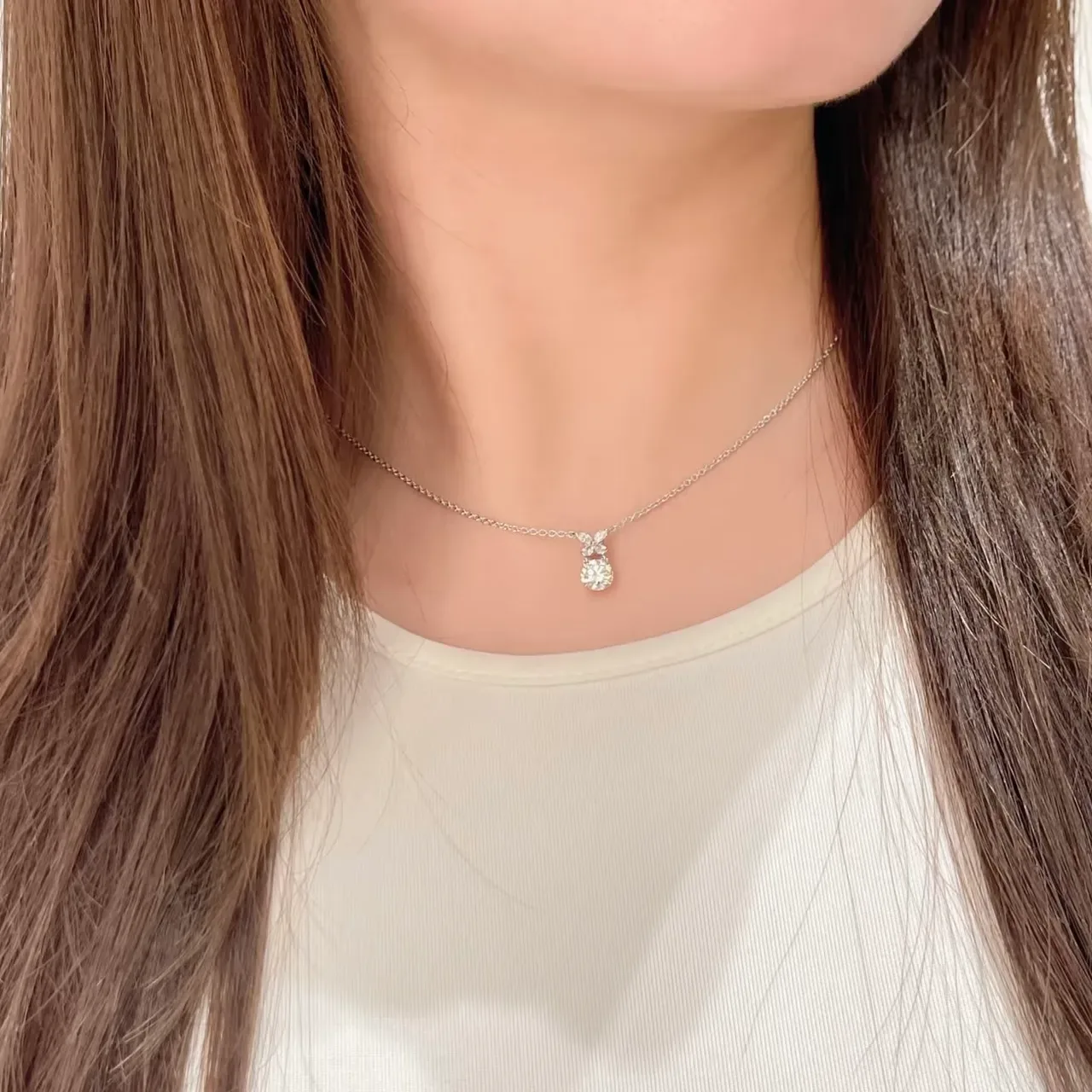Silver-Toned Butterfly Crystal Pendant Necklace 9