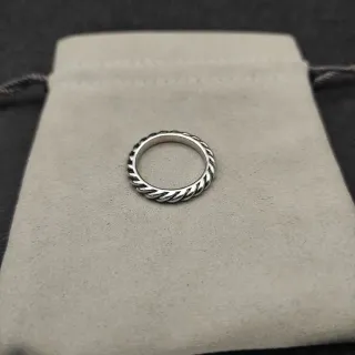 Silver-Toned Twisted Rope Band Ring