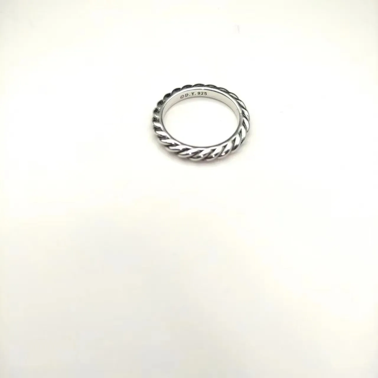 Bague de bande de corde tordue ton argenté 5