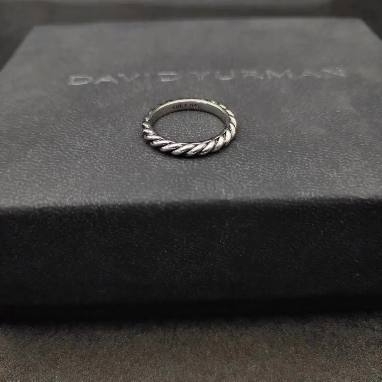 Bague de bande de corde tordue ton argenté 7