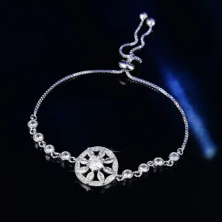 Bracelet Chaîne Argentée Transparente Réglable Nœud Coulissant