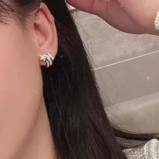 Silver Transparent Star-Shaped Crystal-Encrusted Earrings