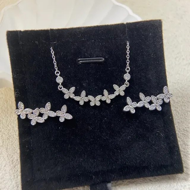 Silver White Chain Butterfly Motifs Necklace 2