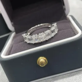 Silver White Emerald-Cut Channel-Set Stones Full Eternity Band Ring