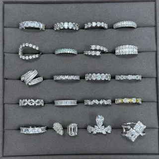 Silver White Pavé-Set Ring