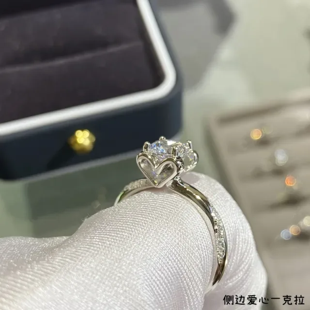 Silver White Solitaire Center Stone Prong-Set Square-Cut Gem Ring 3