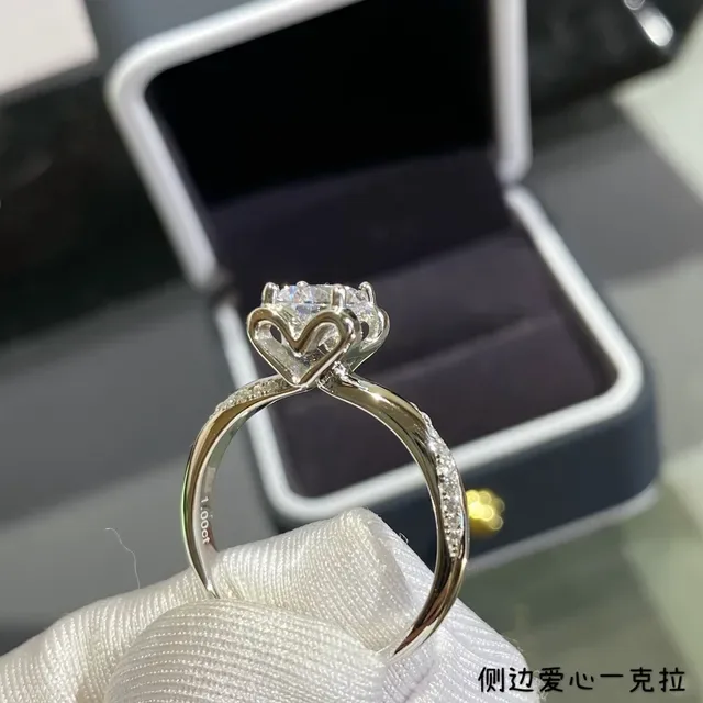 Silver White Solitaire Center Stone Prong-Set Square-Cut Gem Ring 4
