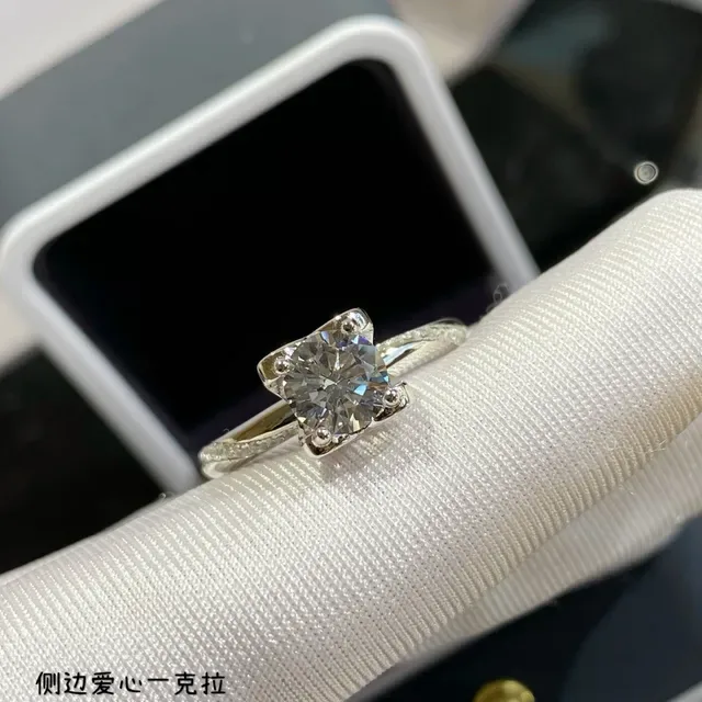 Silver White Solitaire Center Stone Prong-Set Square-Cut Gem Ring 5