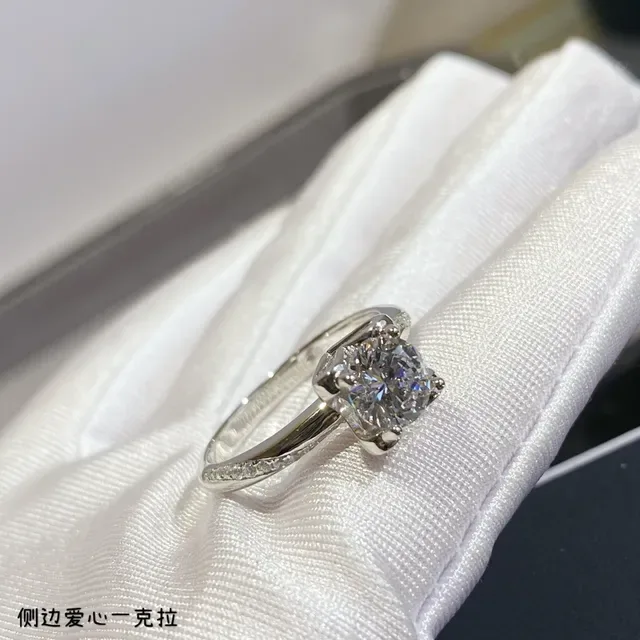 Silver White Solitaire Center Stone Prong-Set Square-Cut Gem Ring 6