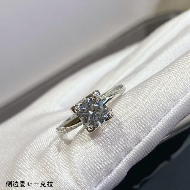 Silver White Solitaire Center Stone Prong-Set Square-Cut Gem Ring 7