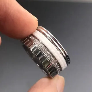 Silver White Stacked Multi-Band Pavé-Set Crystals Ring