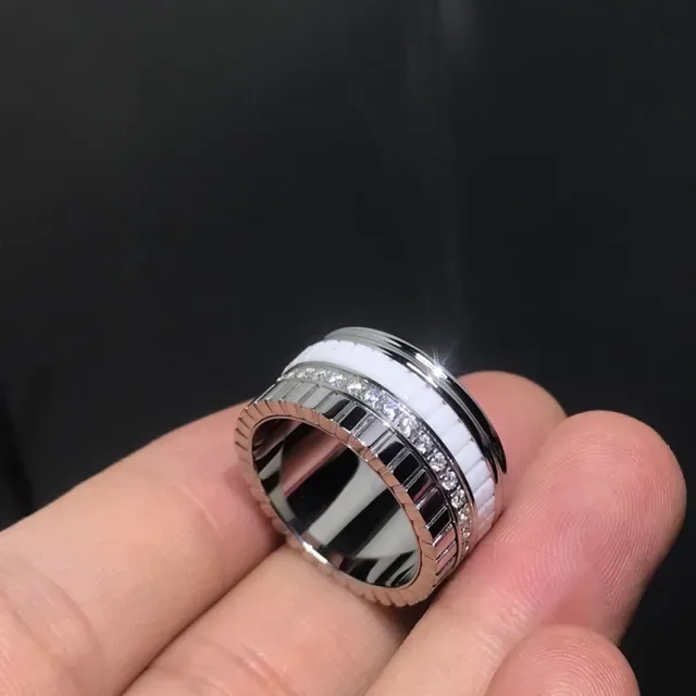 Silver White Stacked Multi-Band Pavé-Set Crystals Ring 4