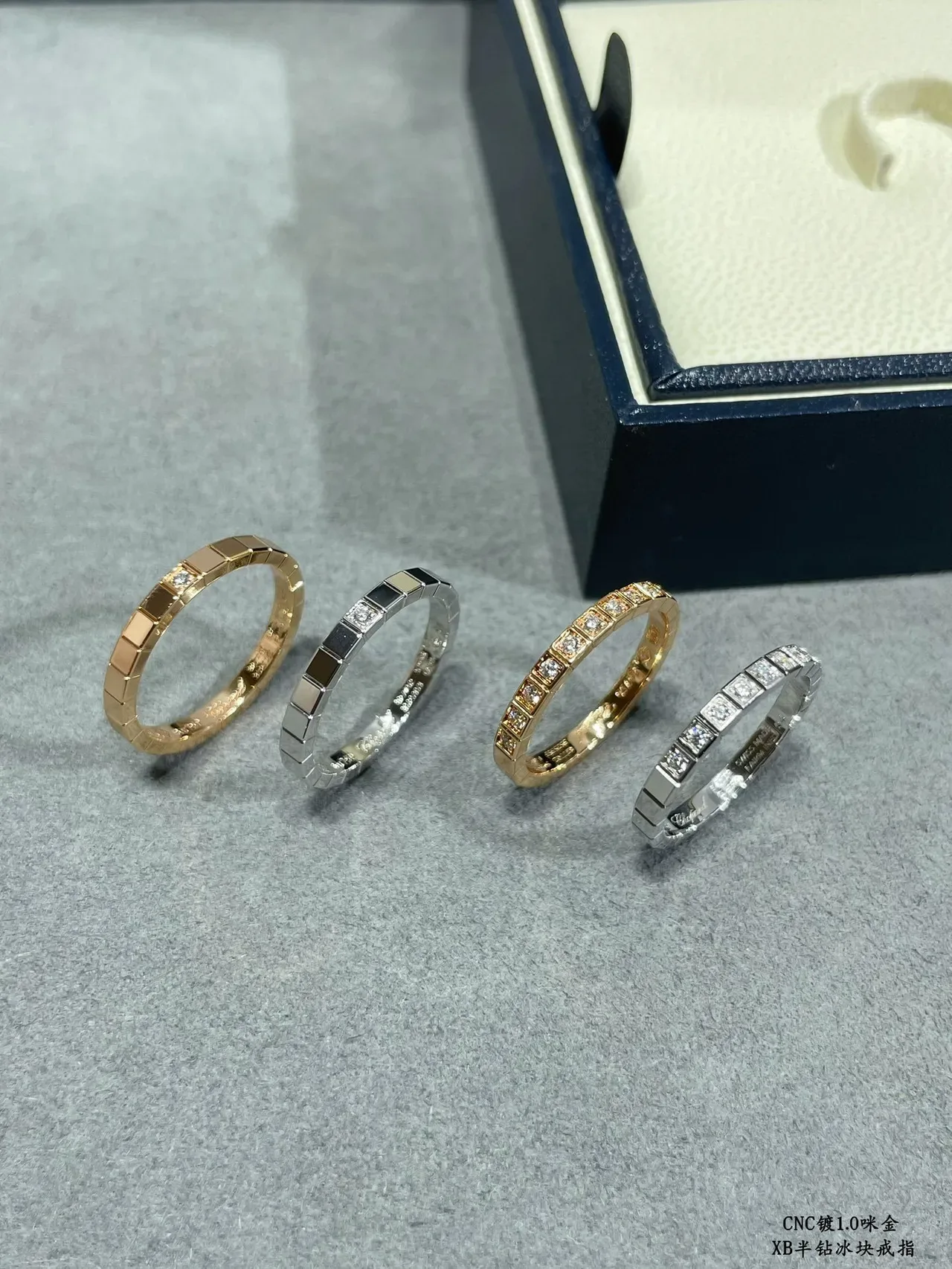 Stackable Channel-Set Pavé Square-Cut Stone Band Rings 5