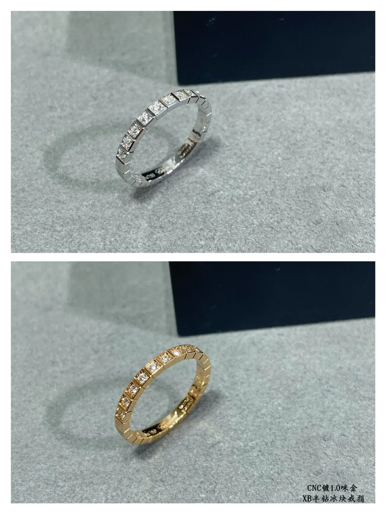 Stackable Channel-Set Pavé Square-Cut Stone Band Rings 8