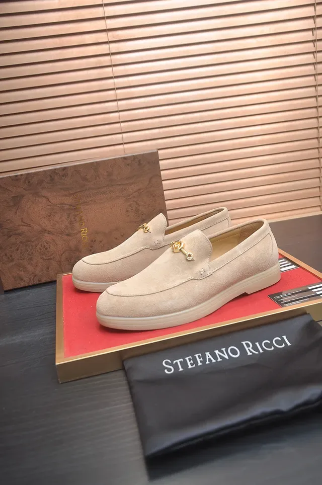 Stefano Ricci Beige Gold Suede Upper Horsebit Ornament Loafer 4