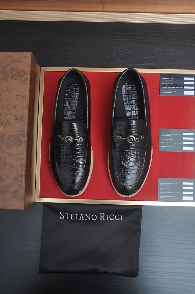 Stefano Ricci Black Beige Crocodile-Embossed Leather Metal Horsebit Buckle Loafer 5