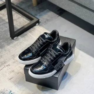 Super Street Tênis Lifestyle Preto e Branco Brilhante