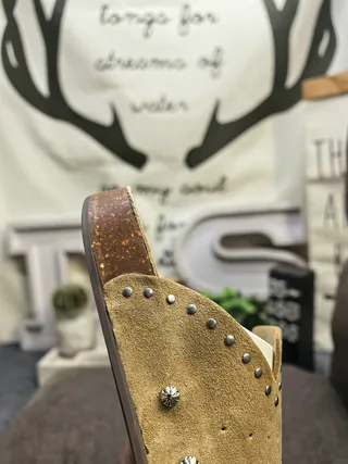 Tan Suede Studded Cork-Sole Slipper Slippers 3