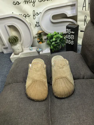 Tan Suede Studded Cork-Sole Slipper Slippers 10