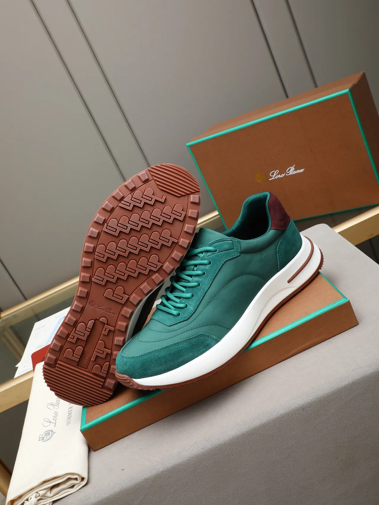 Teal Green and Burgundy Suede Lifestyle Sneaker 5