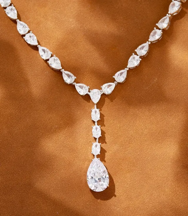 Teardrop-Cut Stone Y-Drop Pendant Necklace 6