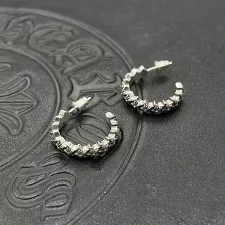 Textured Segmented Oxidized Silver Hoop Earrings 7