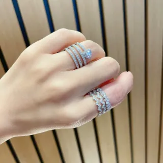 Triple-Band Pavé Trilliant-Cut Stackable Ring