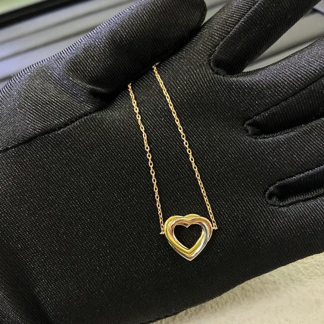 Triple-Layer Interlocking Heart Pendant Gold-Tone Chain Bracelet 2
