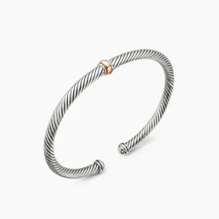 Pulsera de cable de cuerda trenzada de dos tonos abierta