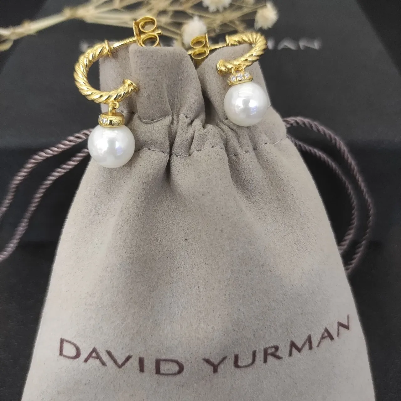 Twisted Rope Hoop Pearl Drop Earrings 3