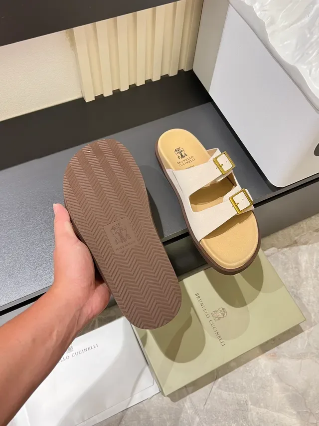 Two-Strap Buckle-Closure Flat Slide Casual Sandals 2