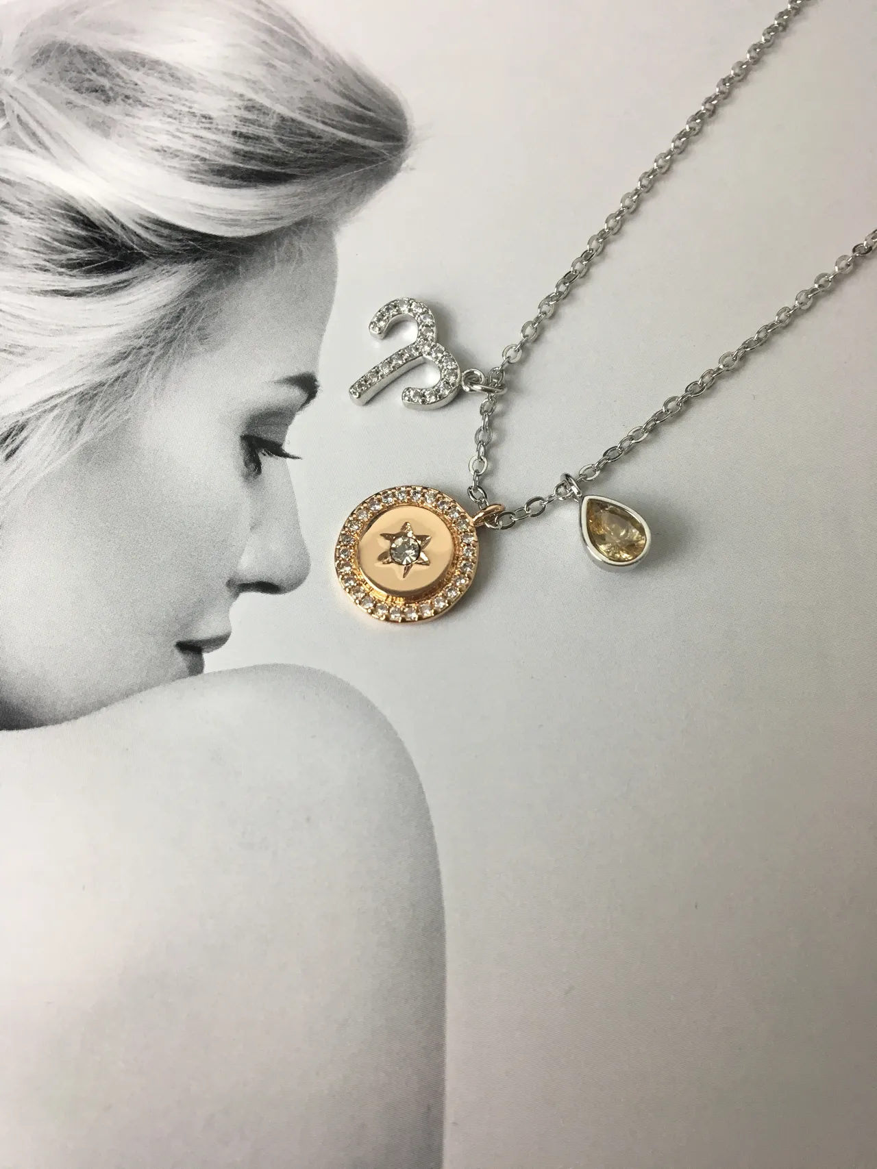 Two-Tone Multi-Charm Zodiac Star Pendant Necklace 4