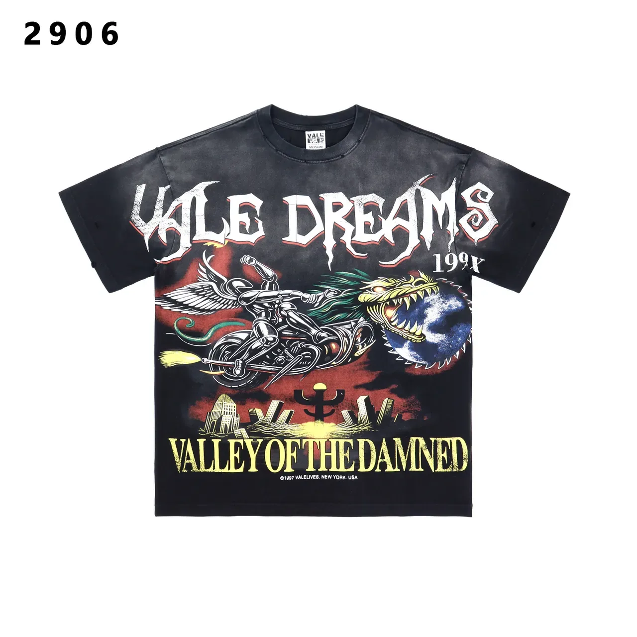 Vale Valley of the Damned Graphic Acid-Wash T-Shirt 3