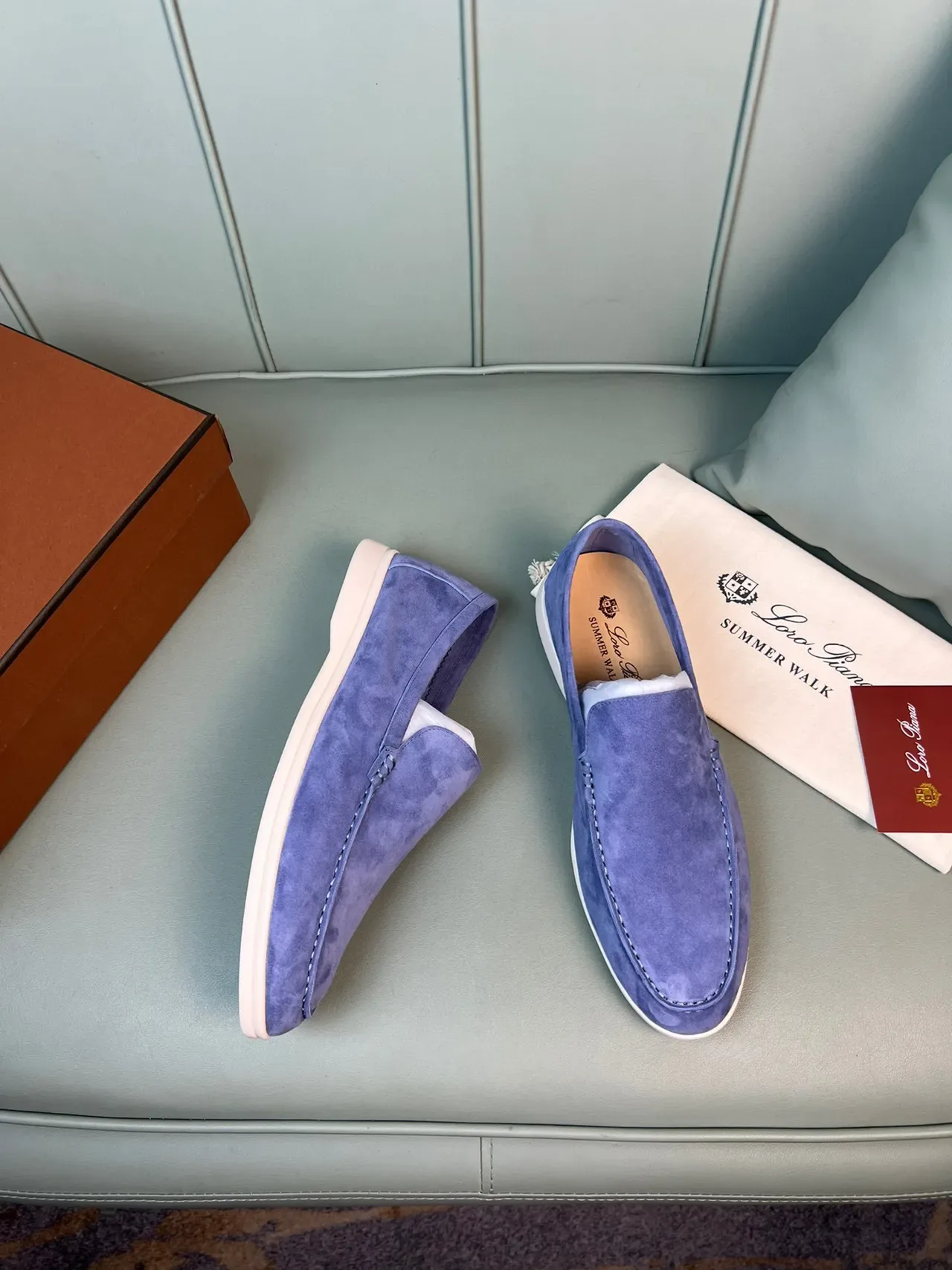 Violet Suede Moc-Toe Slip-On Loafers 5