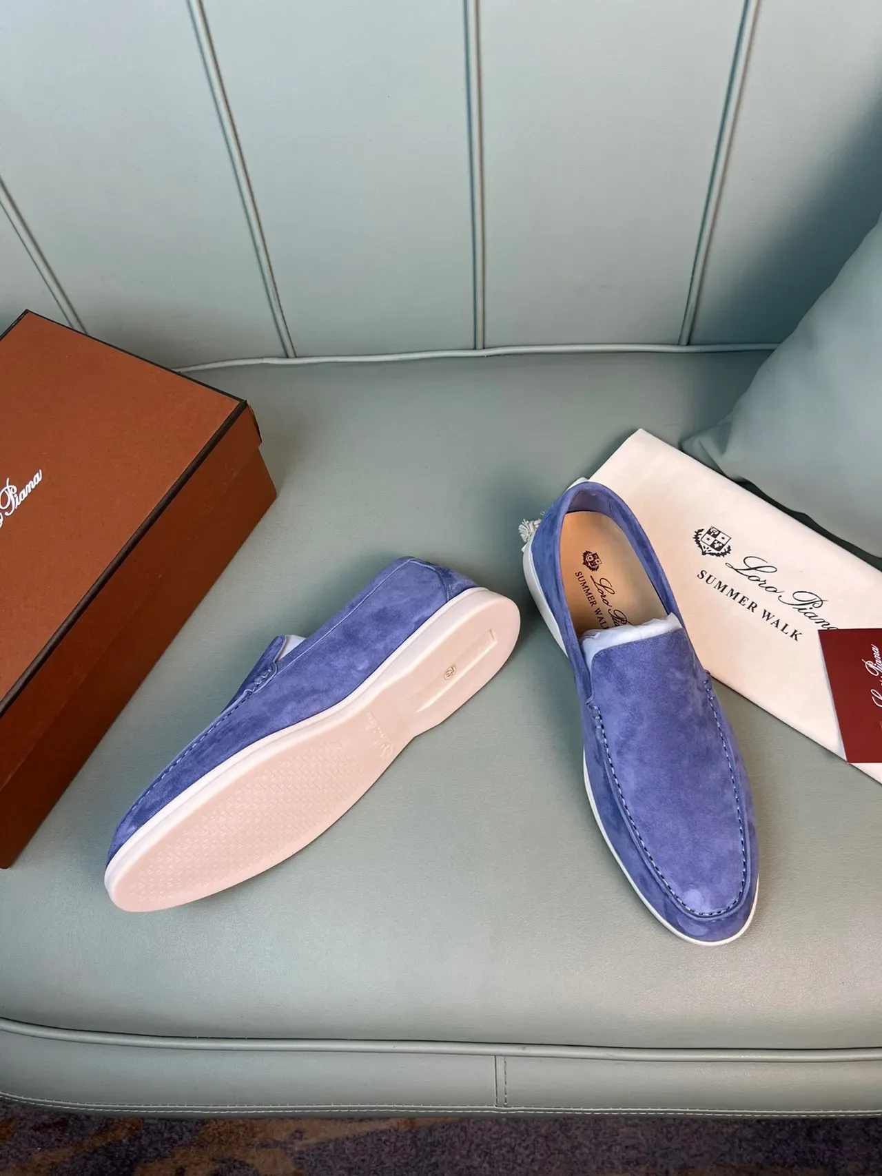 Violet Suede Moc-Toe Slip-On Loafers 7