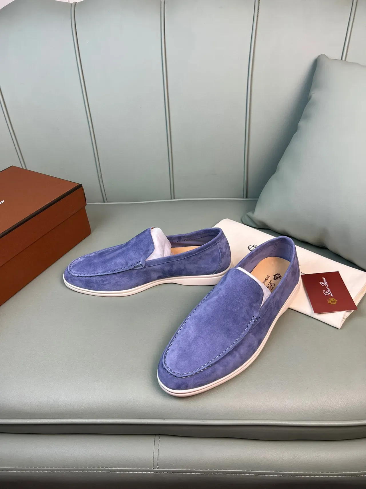 Violet Suede Moc-Toe Slip-On Loafers 8