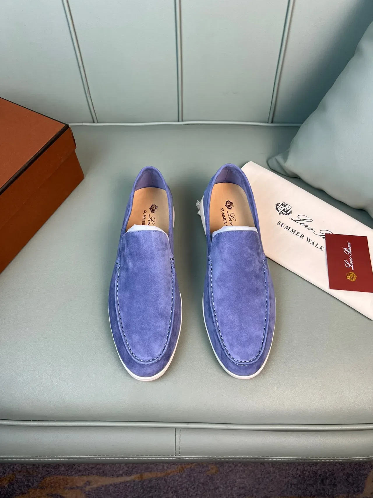 Violet Suede Moc-Toe Slip-On Loafers 9