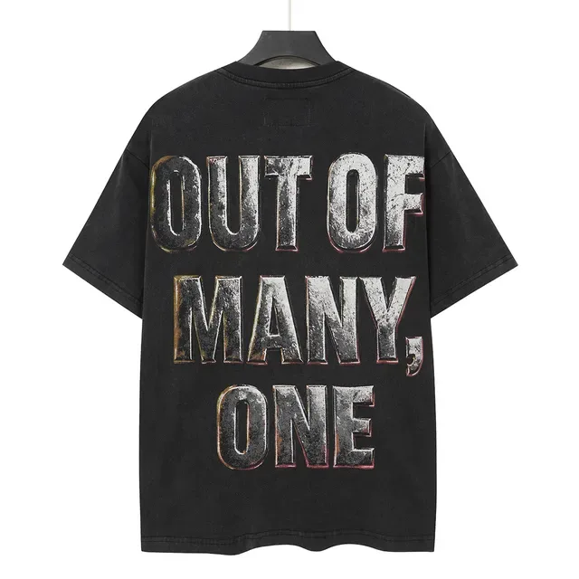 Washed Black Metallic Skull Cross Graphic T-Shirt 4