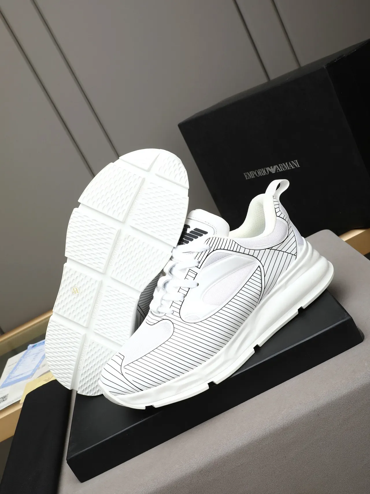 White and Black Line-Art Graphic Lifestyle Sneaker 4